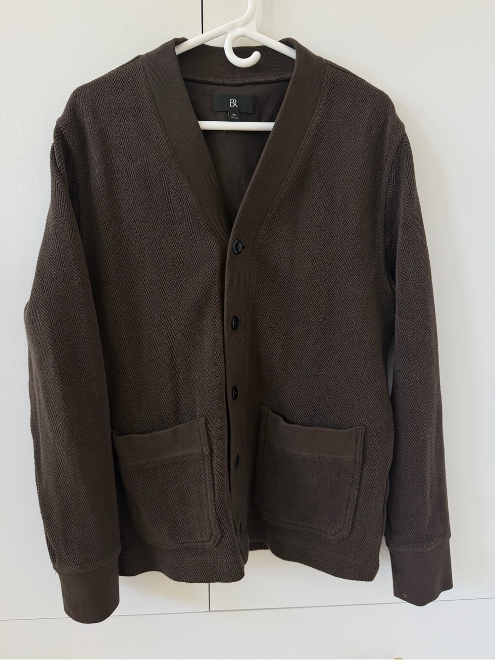 Banana French terry cardigan in brown heather